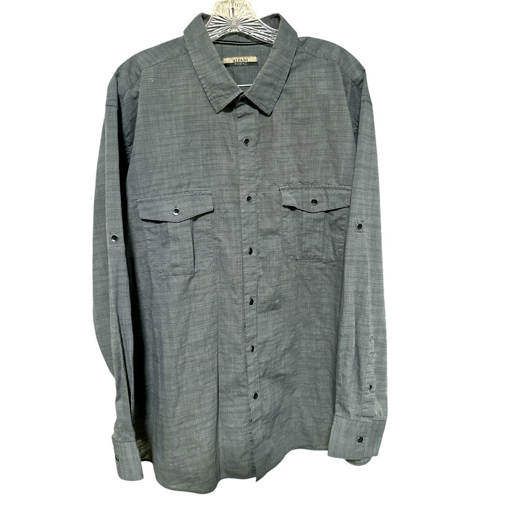 Alfani Big‎ & Tall Gray Button-Up Shirt